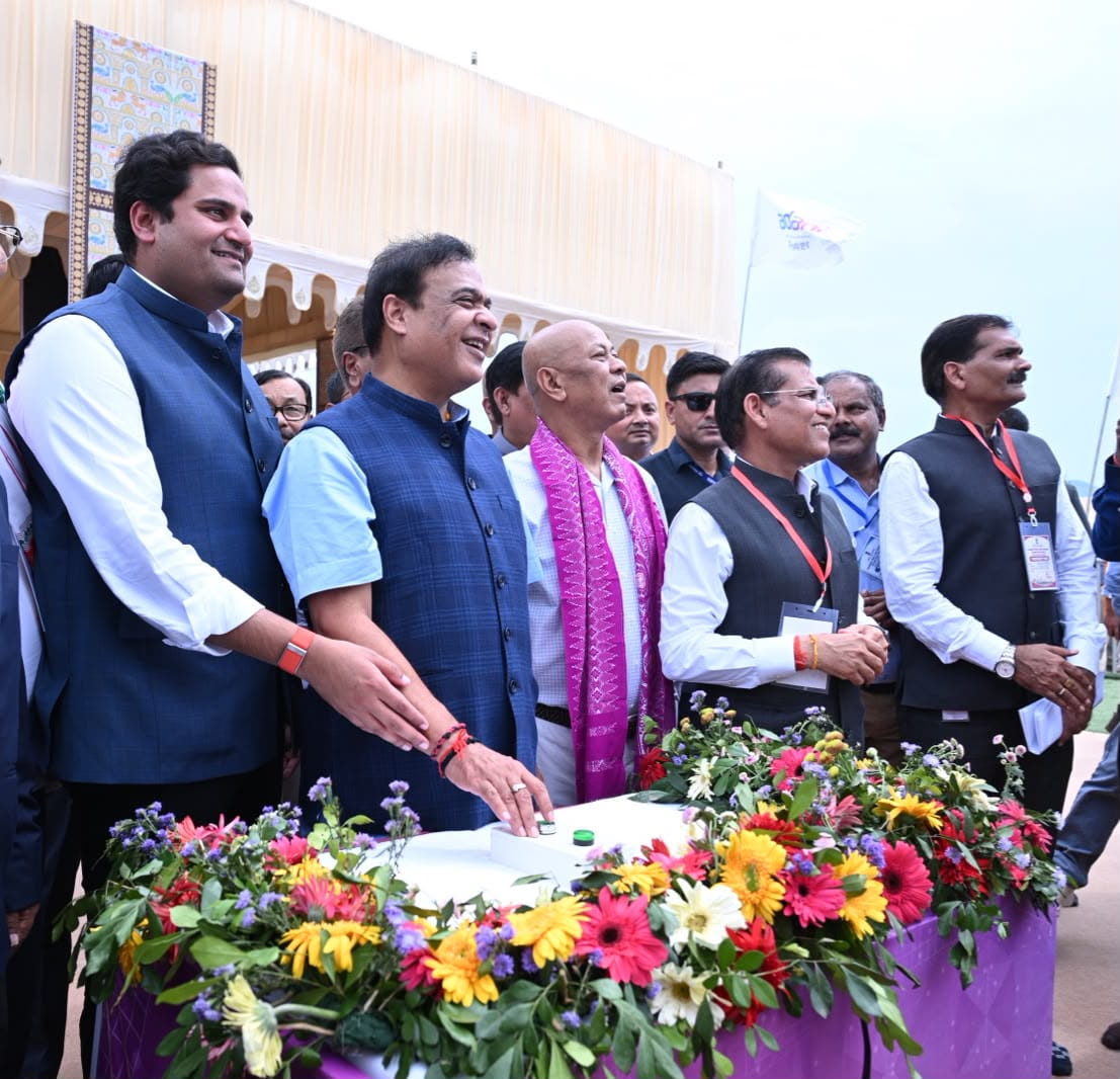 CM Dr. Himanta Biswa Sarma laying the foundation stone for the Chapar plant
